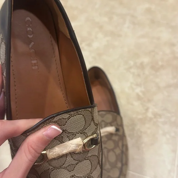 Coach Unisex Brown Signature Canvas Horsebit Slip-On Loafers - Picture 3 of 4